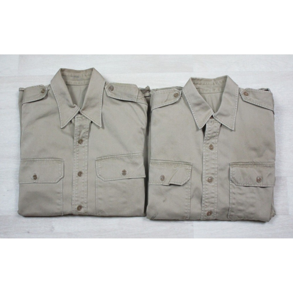 Vintage Fordham Shirt Lot of (2) Essential Military Khaki Button Up 1950's (XL)